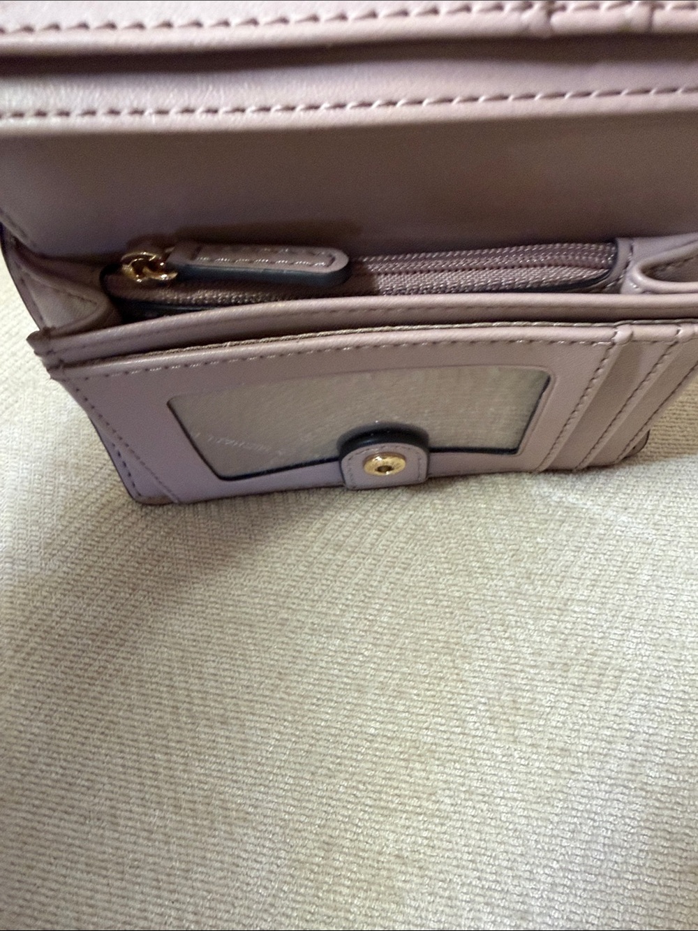 Michael Kors Blush Signature Compact Wallet with Gold Logo - Picture 7 of 9